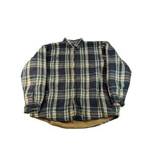 Wrangler Blue Plaid Button Up Sherpa Fleece Lined Flannel Jacket Men’s Size XL